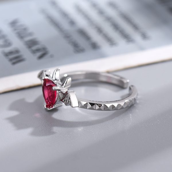 Love Heart-shaped Ring Female Inlaid Ruby Retro Temperament Hip Hop Jewelry