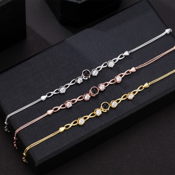 S925 Silver Infinite Love Digital 8 Projection Bracelet Female 100 Languages Name Customization Graduation Color Photo