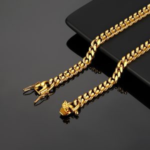 Gold Cuban Link Chain Dragon Head Buckle Necklace