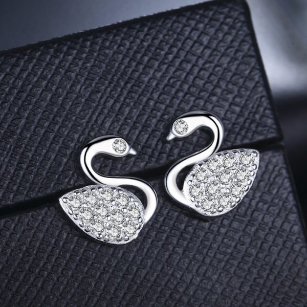 Zircon Little Swan Simple Elegant Earrings