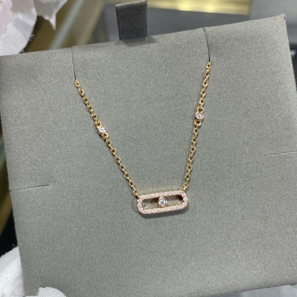 Rose Gold Simple Mobile Single Diamond Full Diamond Necklace