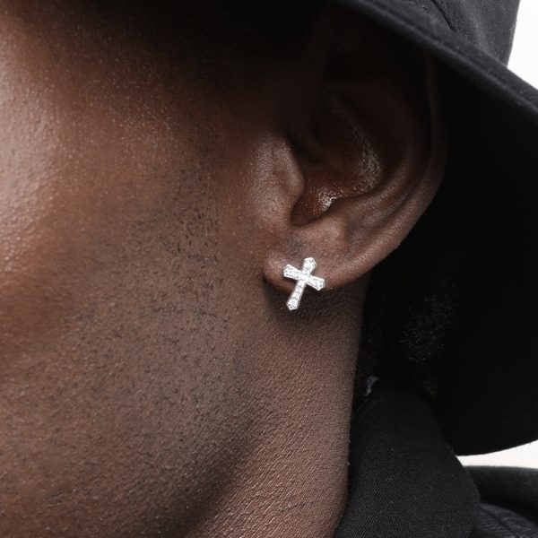 Full Diamond Cross Hip Hop Zircon Earrings