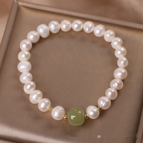 Natural Freshwater Pearl Grace Female Ethnic Style Hetian Jade Lucky Bracelet