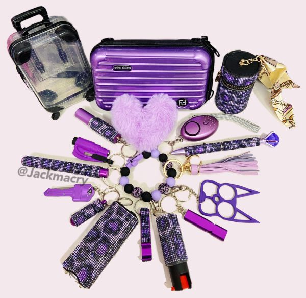 Purple Leopard Safety Keychain -1121