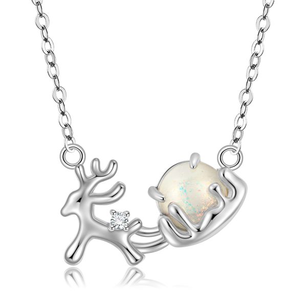 925 Sterling Silver Premium Versatile Elk Necklace Female Christmas Gift