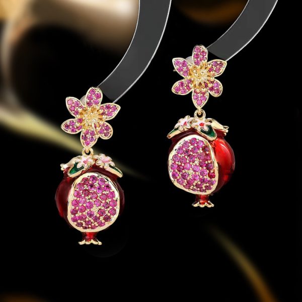 Creative High Sense Fruit Blossom Pomegranate Earrings