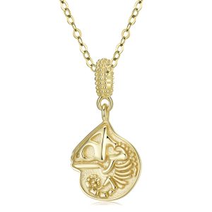 S925 Sterling Silver Gold-plated Lizard Skeleton Necklace Diy Pendant