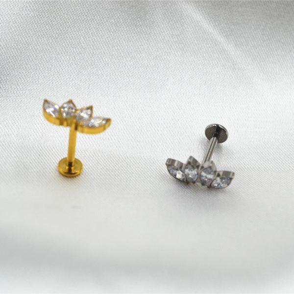 Titanium Alloy Puncture Diamond Inlaid Crown Solder Ball Labret