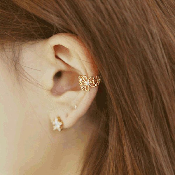 Lady Flower Earring Diamond Non-pierced Ears Ear Clip