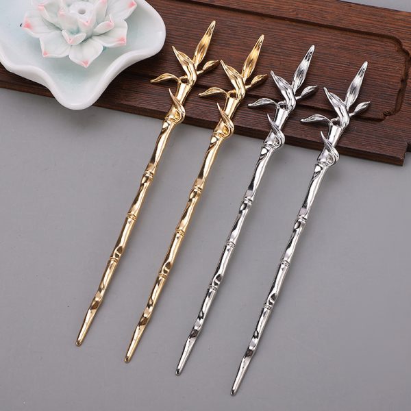 Chinese Bamboo Hairpin Alloy Electroplating Straight Hairpin
