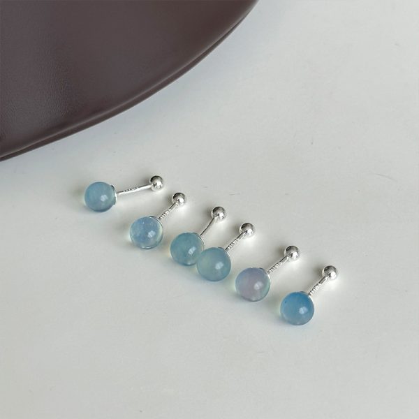 Women's Pure Silver Aquamarine Stud Earrings
