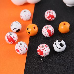 Halloween 16mm Straight Hole Pumpkin Ghost Bulk Wooden Bead