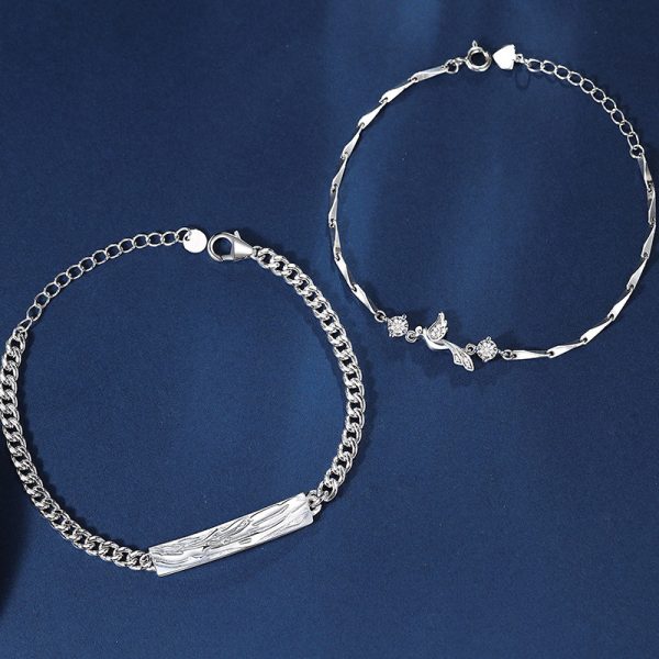 Personalized Bird Diamond Couples Bracelet