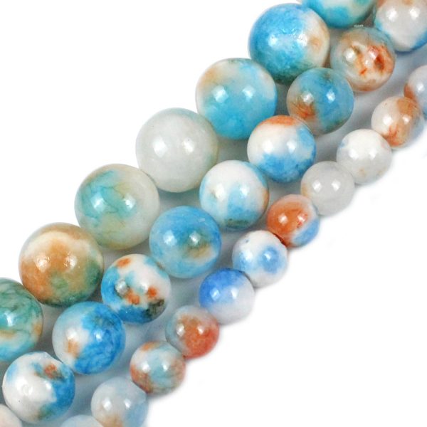 Blue White Orange Beige Chalcedony Scattered Beads Accessories Ear Rings Bracelet Female Diy Handmade String Round Beads Buddha Chain