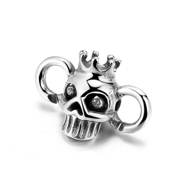 Mechanical Punk Skull Head Connecting Clasp X Bracelet S925 Sterling Silver Basic Accessories Clasp