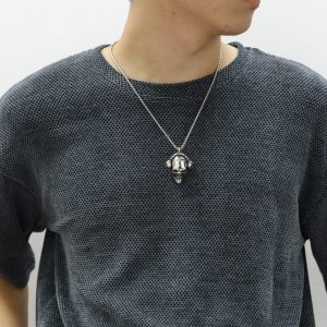 Personality Skull Titanium Steel Headset Necklace For Men