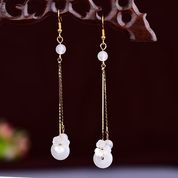 Change Face Shape White Hairpin Earrings Ancient Style