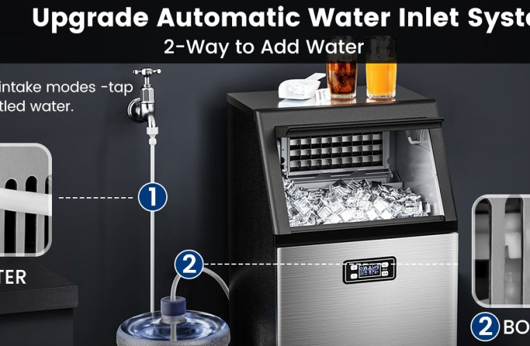 370+ Bought in Past Month, Original Price: $319, Now: $187, V2.0 Commercial Ice Maker,100 lbs,2-Way Add Water,Under Counter Ice Maker Self Cleaning,Ice Machine with 24 Hour Timer,33 lbs Basket,Stainless Steel Ice Makers for School, Home, Bar, RV