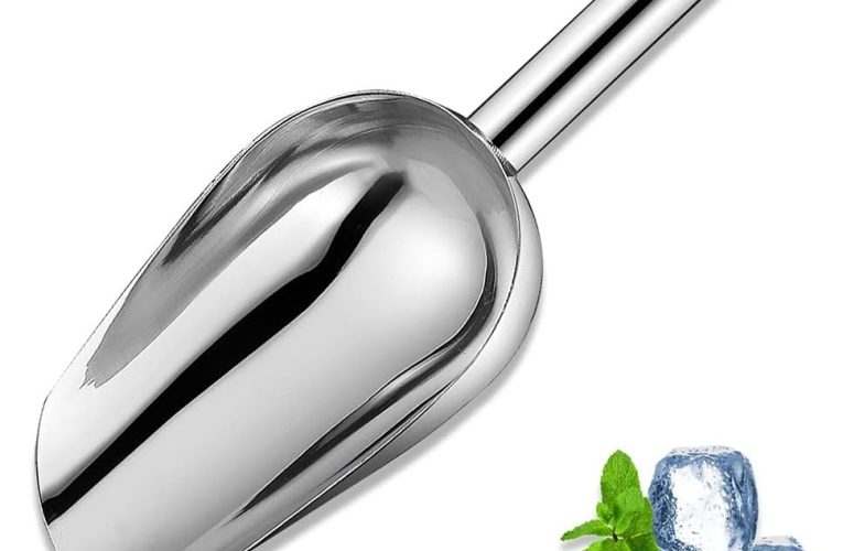 Stainless Steel Ice Scoop 6 Oz, 9K+ Bought in Past Month, Original Price: $6.9, Now: $5, Kitchen Ice Scooper for Ice Maker, Small Food Scoops for Bar Party Wedding Pet Dog Food, Silver