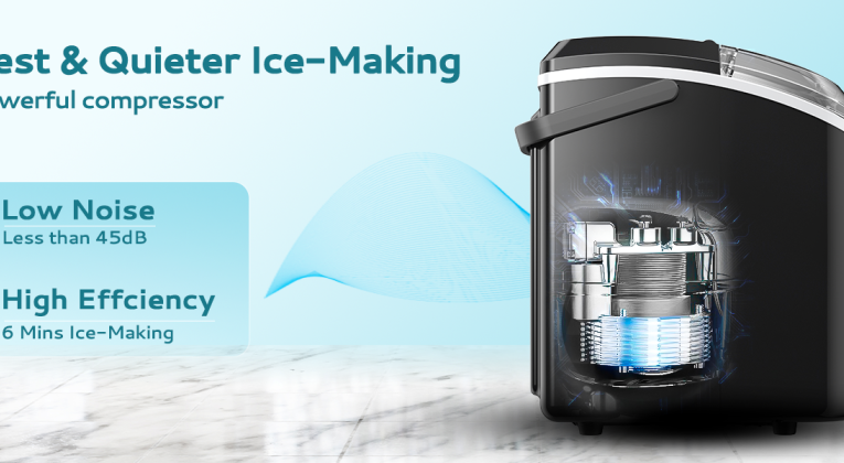 Nugget Ice Maker Countertop, 10K+ Bought in Past Month, Original Price: $142, Now: $97. With Handle, Ready in 6 Mins, 34lbs Per Day, Removable Top Cover, Auto-Cleaning, Portable Sonic Ice Maker with Basket and Scoop, for Home/Party/RV/Camping (Black)